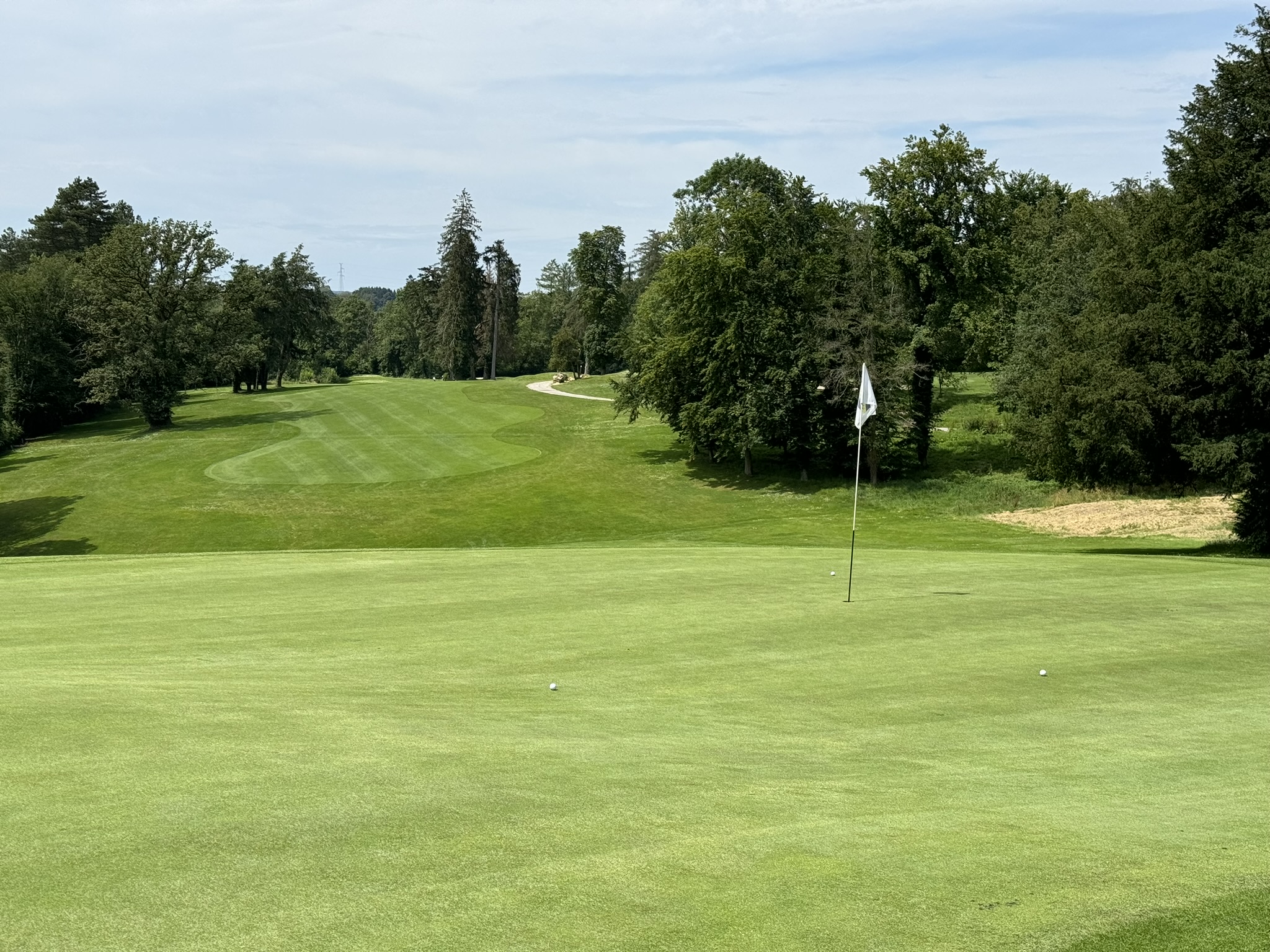 Golf Château Royal d'Ardenne - green avec drapeau et fairway montant