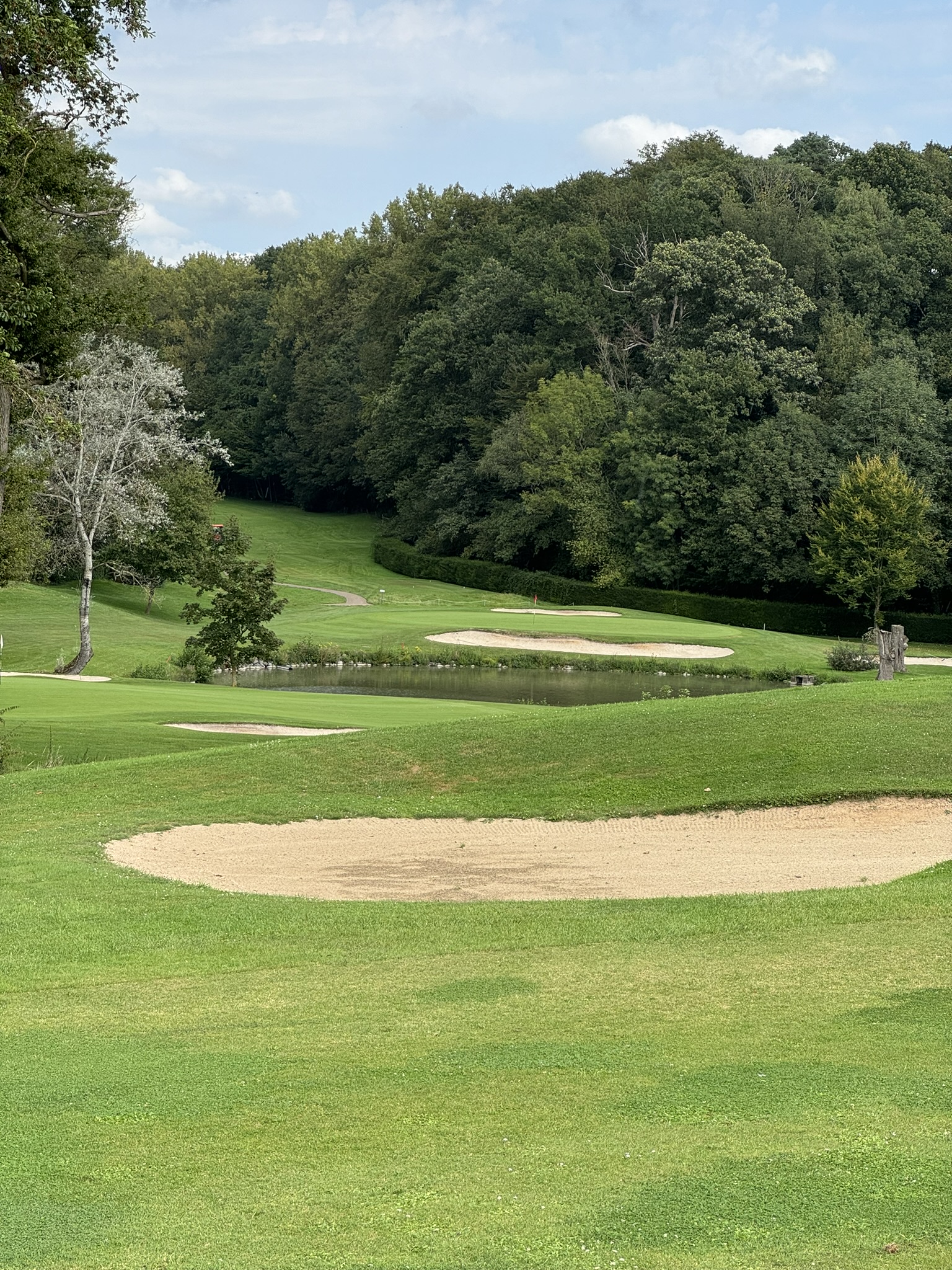Golf Château de la Bawette - bunkers et étang avec forêt