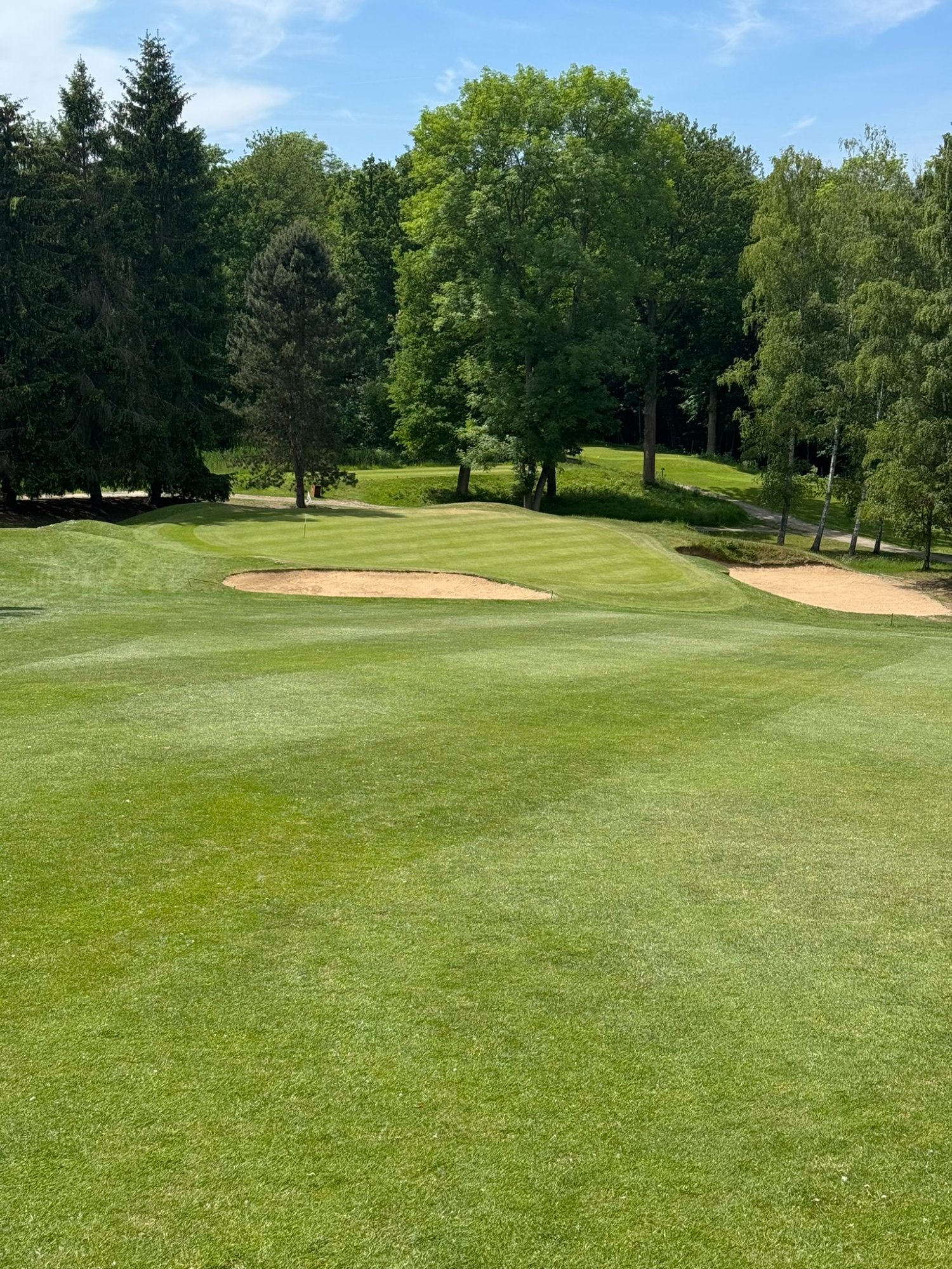 Golf de Domont-Montmorency - green encadré de bunkers et de forêt